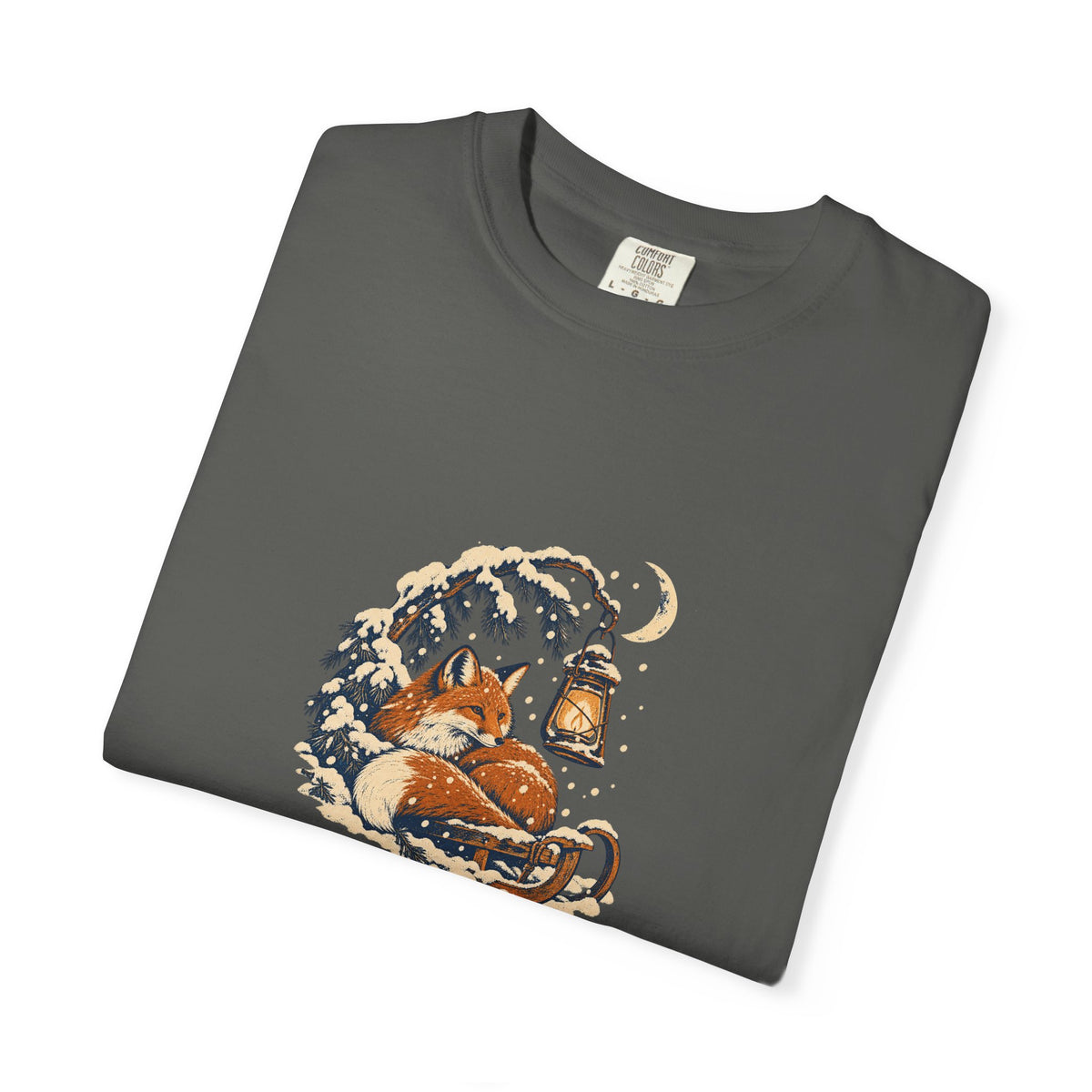 Fox and Lantern Winter Graphic T-Shirt | Comfort Colors 1717 Pepper Tee
