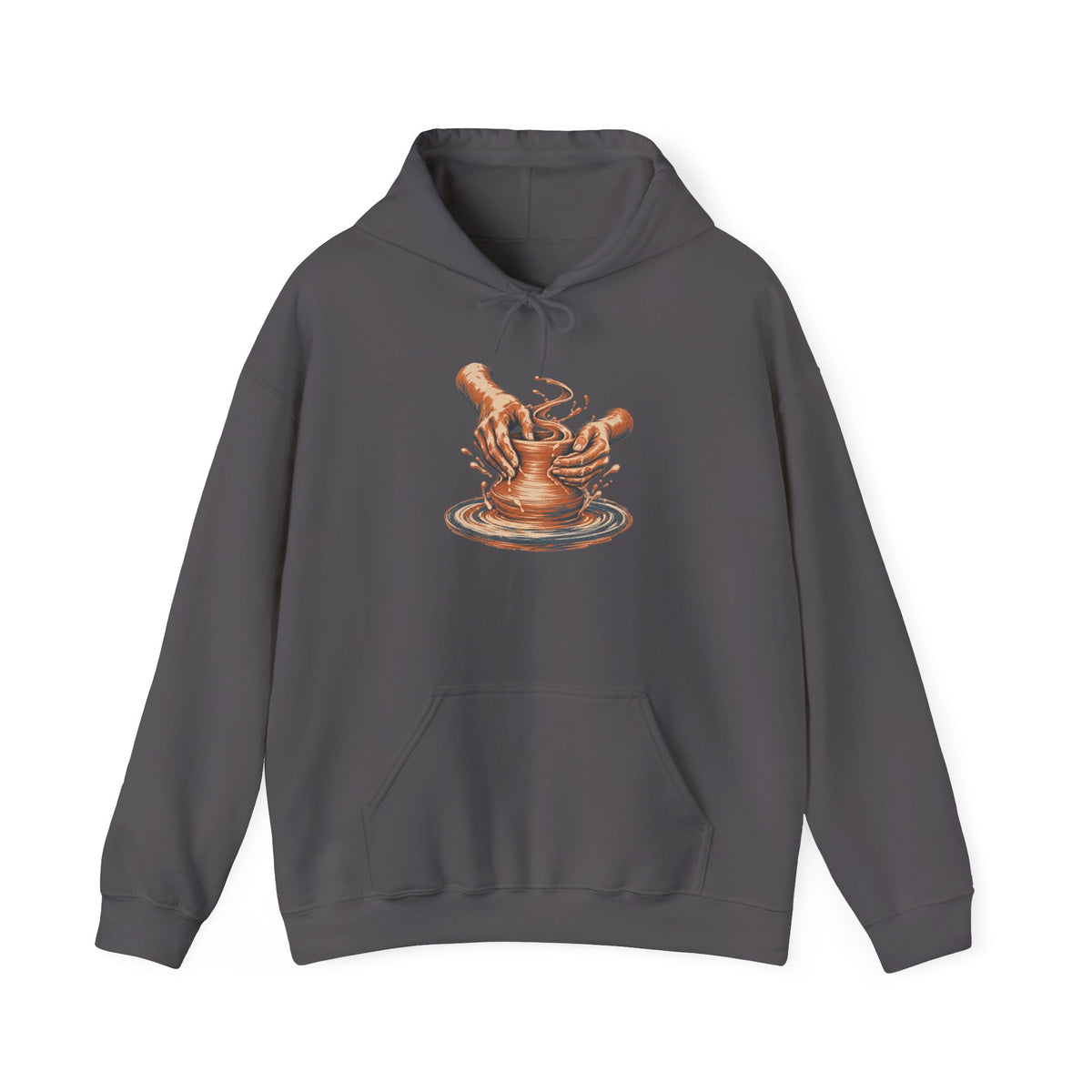 Pottery Wheel Hands Graphic Pullover Hoodie | Gildan 18500 Charcoal