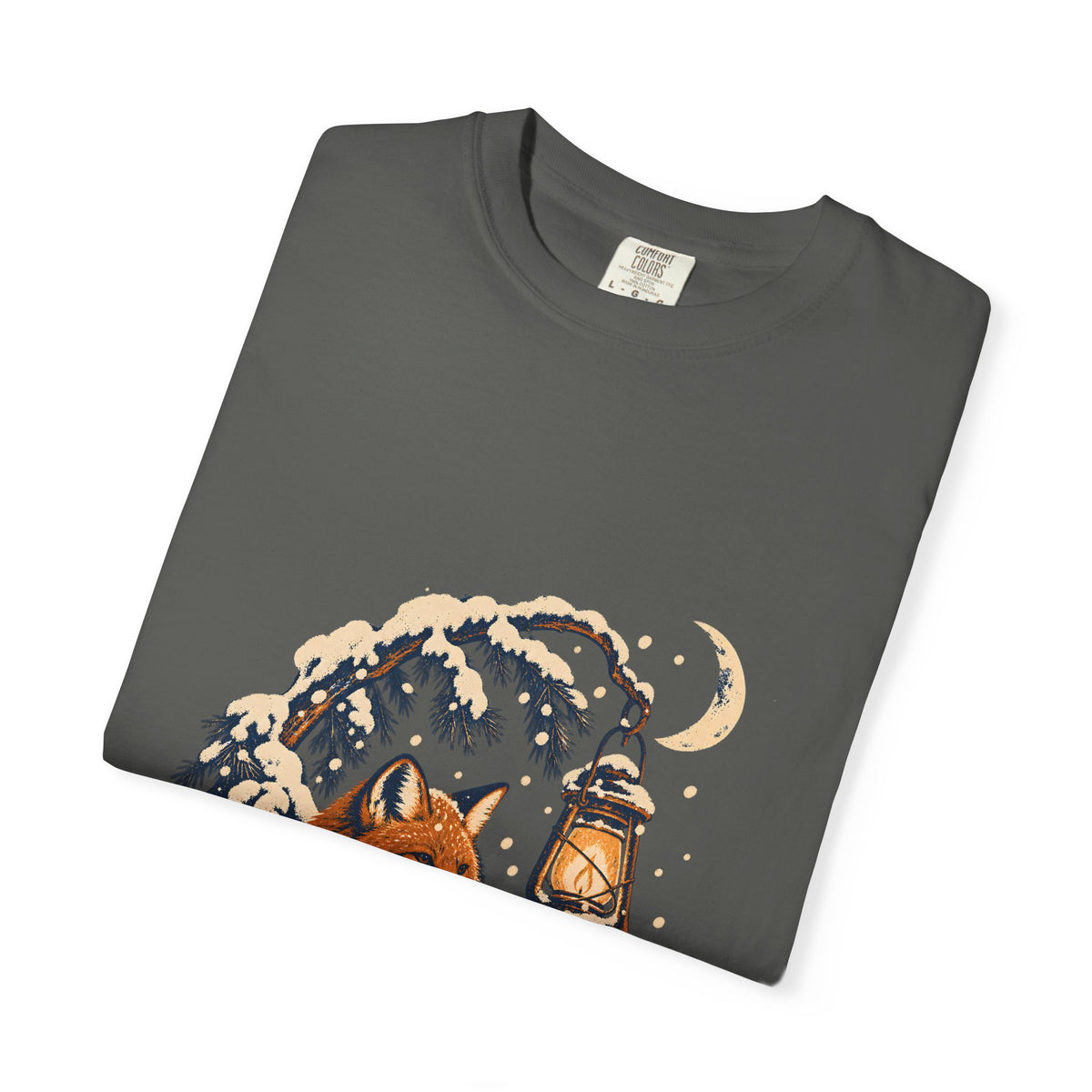 Fox and Lantern Winter Graphic T-Shirt | Comfort Colors 1717 Pepper Tee