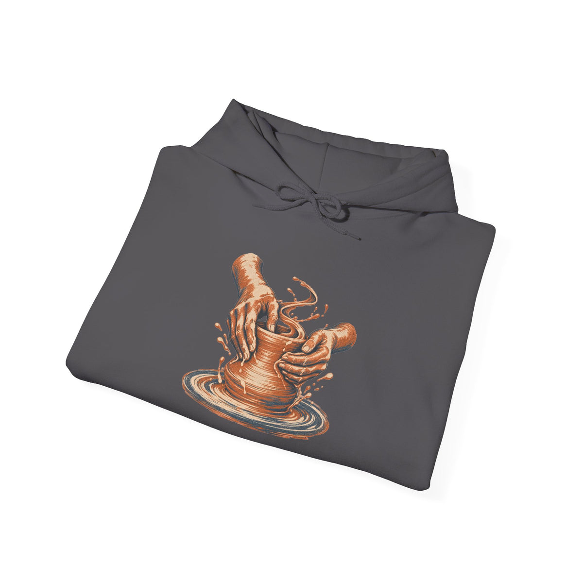 Pottery Wheel Hands Graphic Pullover Hoodie | Gildan 18500 Charcoal