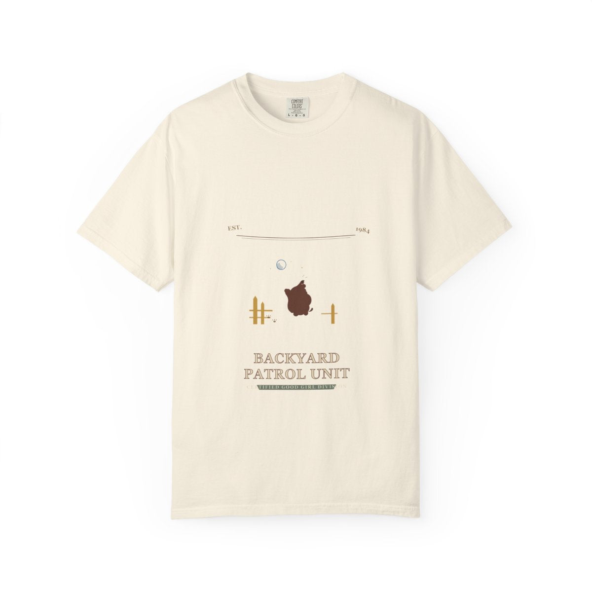 5AM Backyard Patrol Unit Tee flat front in Ivory