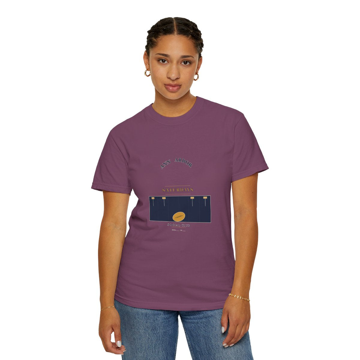 Ann Arbor Social Club T-Shirt | 1930s Mascot Badge Ann Arbor Football Tee | Gift for College Football Fans - Berry