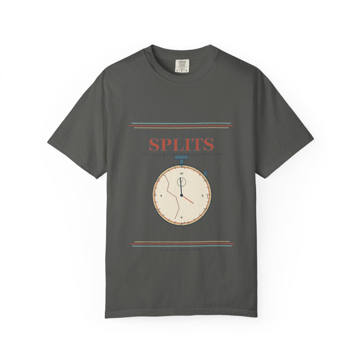 Ask Me About Splits Tee flat front in Pepper