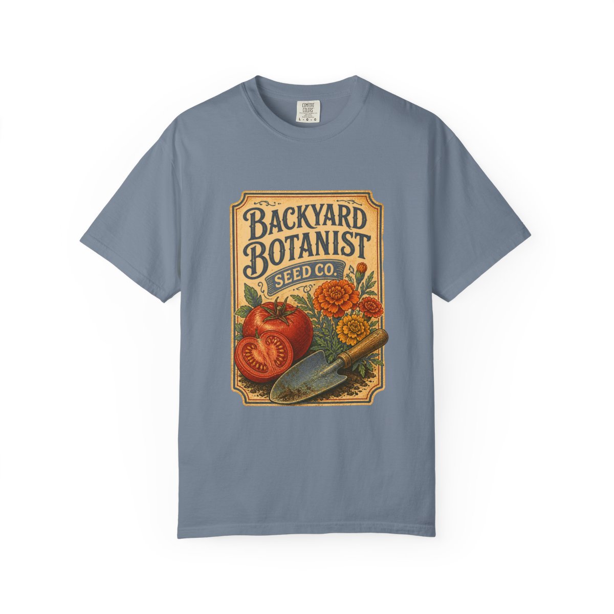 Backyard Botanist Seed Co Tee in Blue Jean