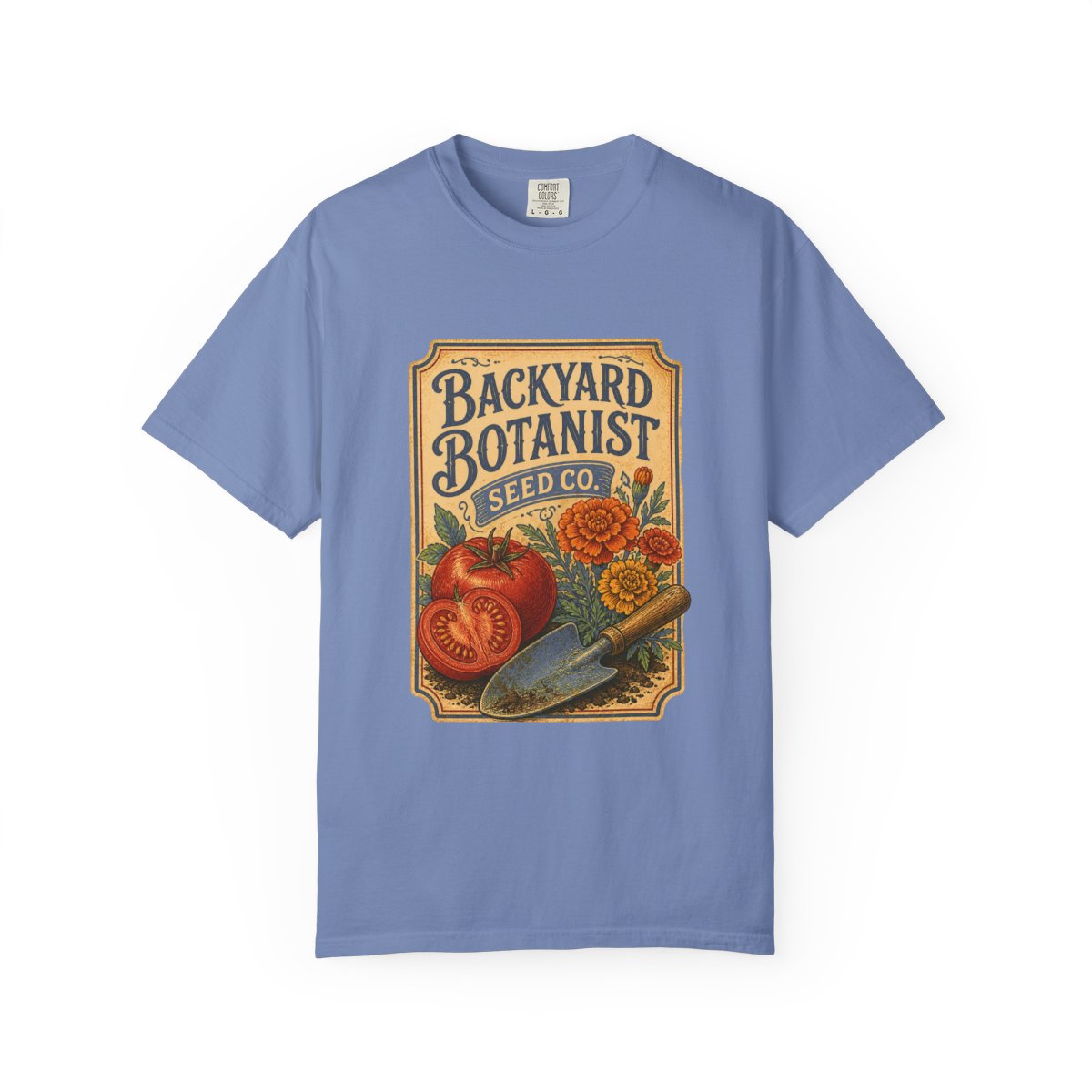 Backyard Botanist Seed Co Tee in Washed Denim