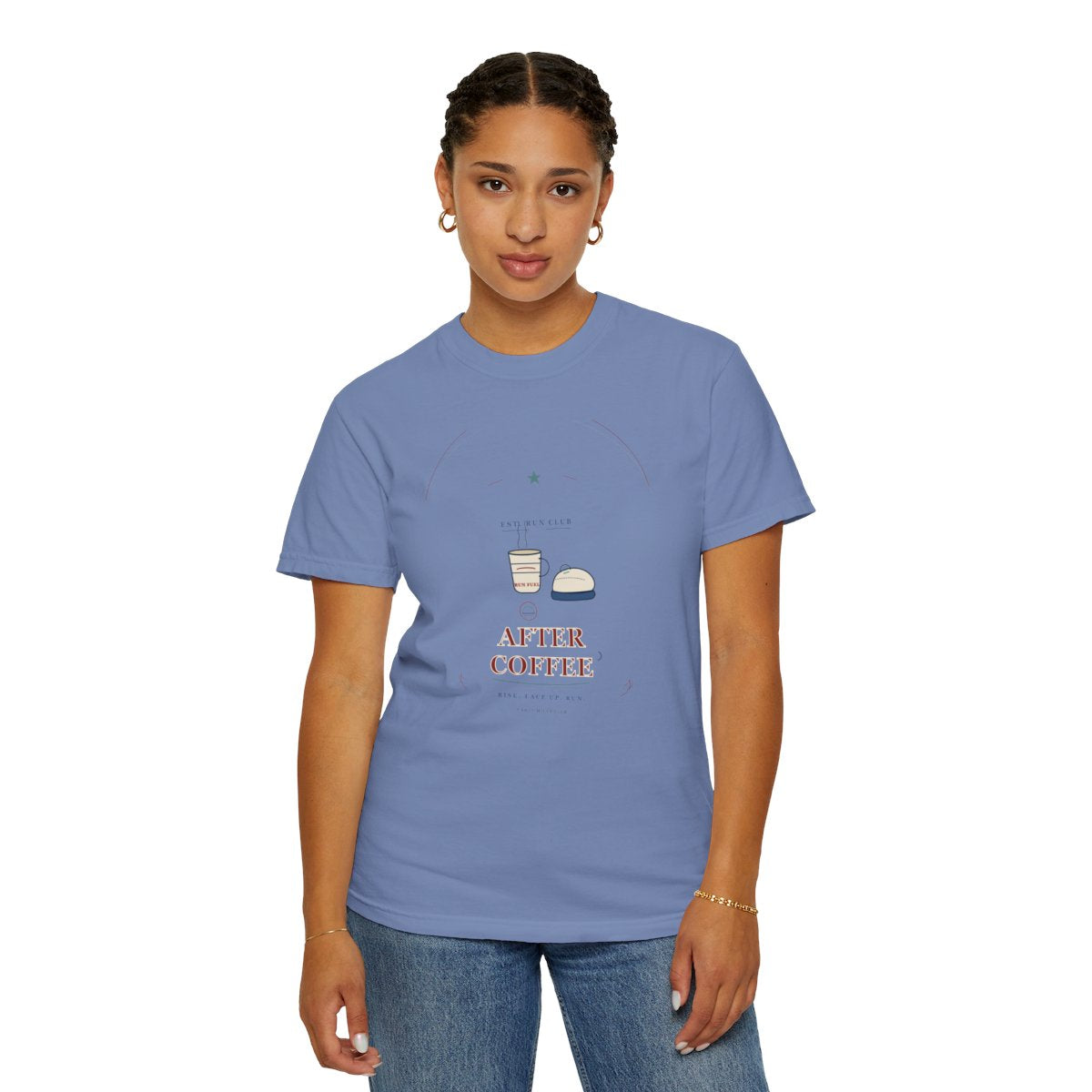 Before Sunrise, After Coffee Tee - Washed Denim