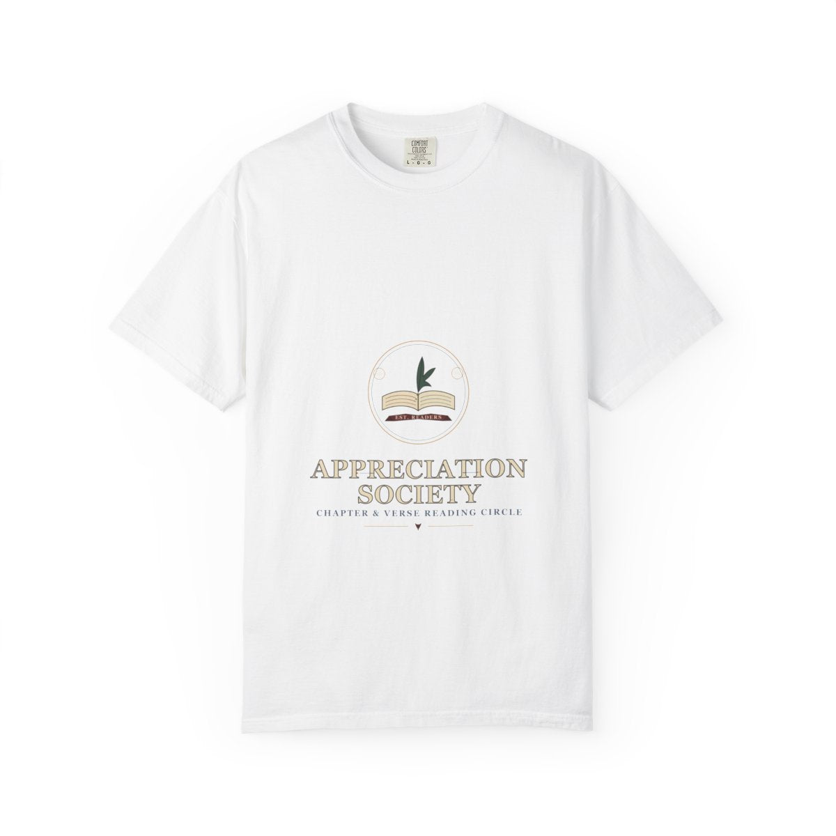 Book Club Appreciation Society T-Shirt | College Bookstore Book Club Tee | Gift for Book Club Readers flat front in White