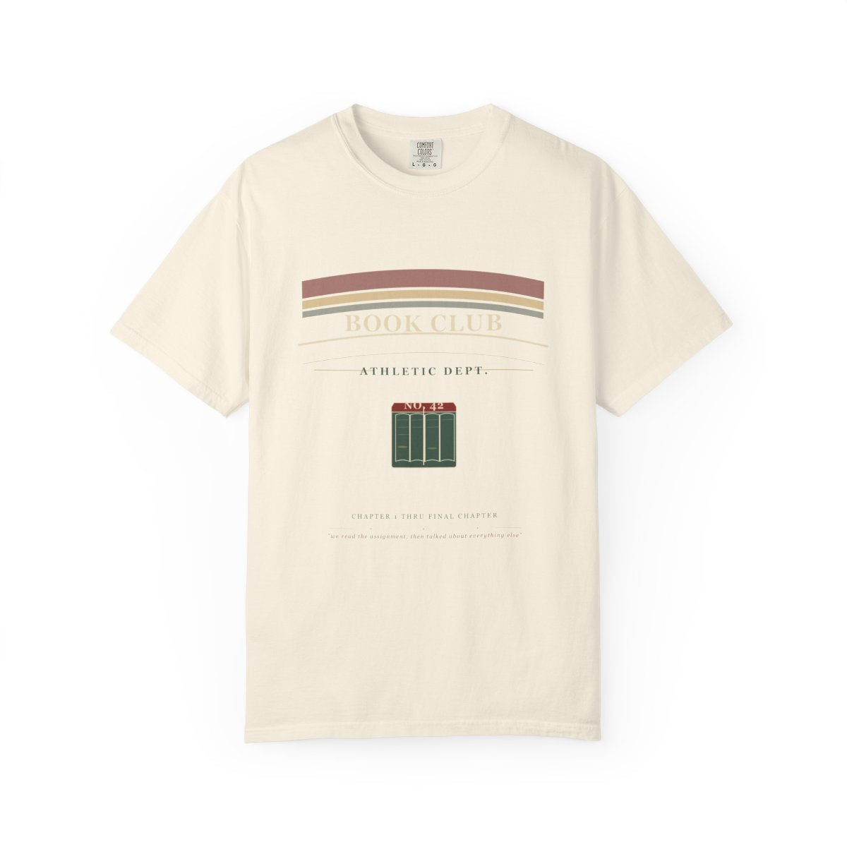 Book Club Athletic Dept. Tee flat front in Ivory