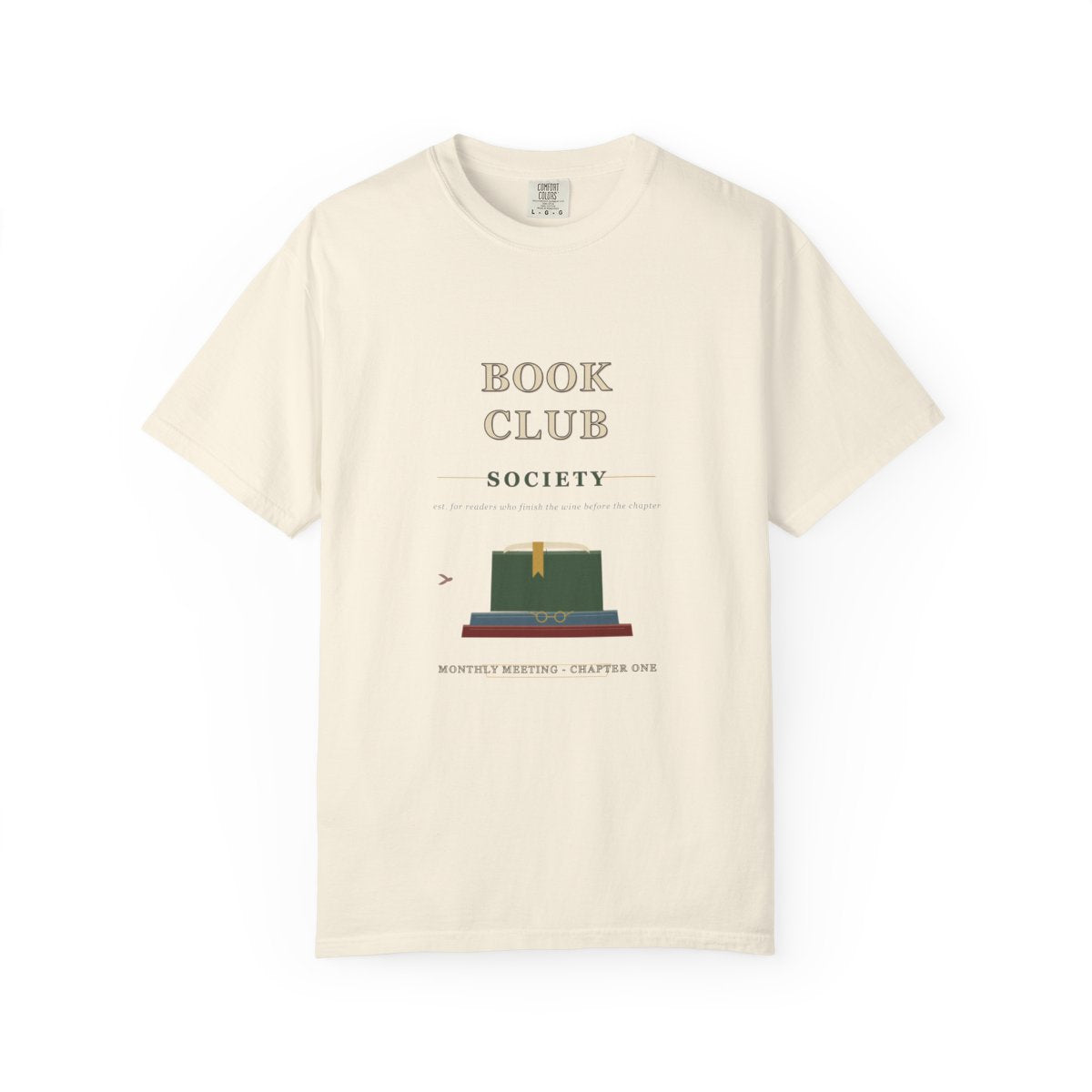 Book Club Society Tee flat front in Ivory