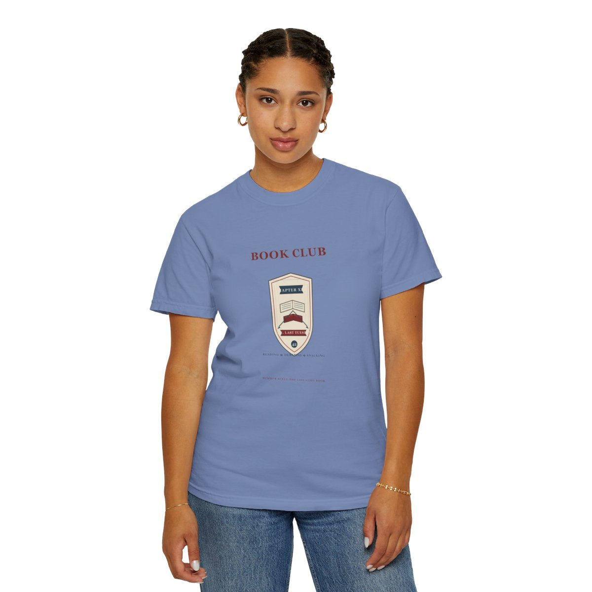 Book Club Supply Co. T-Shirt | Rec League Crest Book Club Tee | Gift for Book Club Readers - Washed Denim