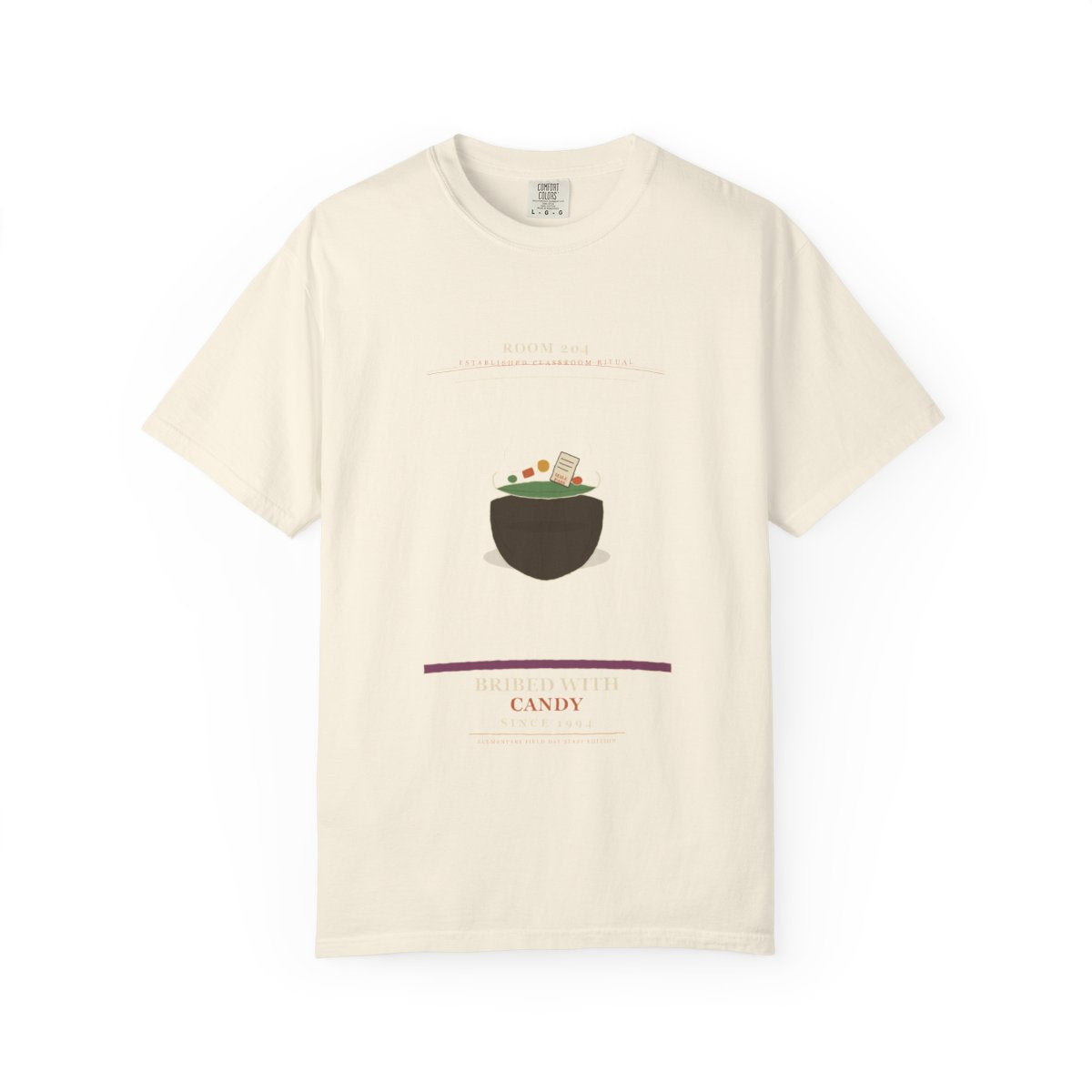 Bribed With Candy Since 1994 Tee flat front in Ivory