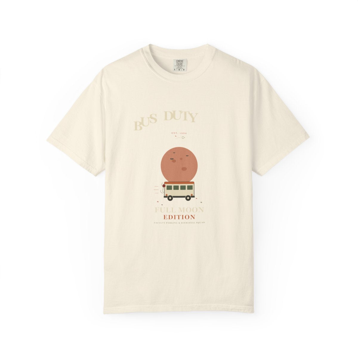Bus Duty, Full Moon Edition Tee flat front in Ivory
