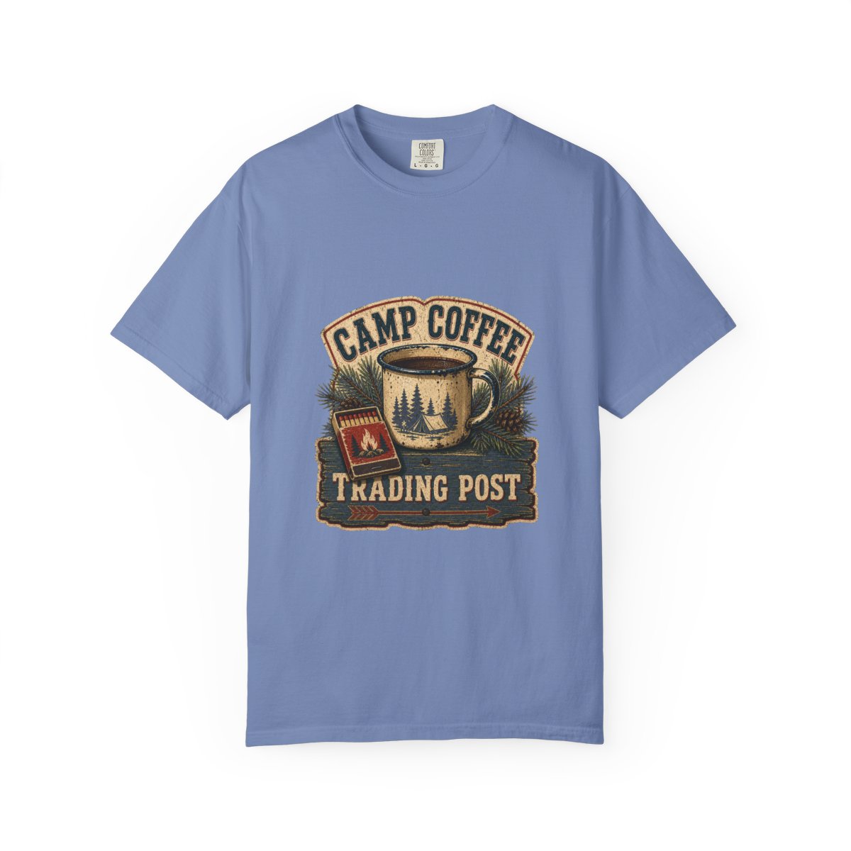 Camp Coffee Trading Post Tee in Washed Denim