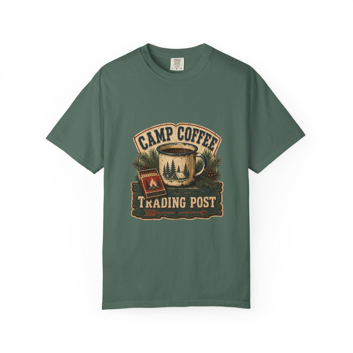 Camp Coffee Trading Post Tee in Blue Spruce