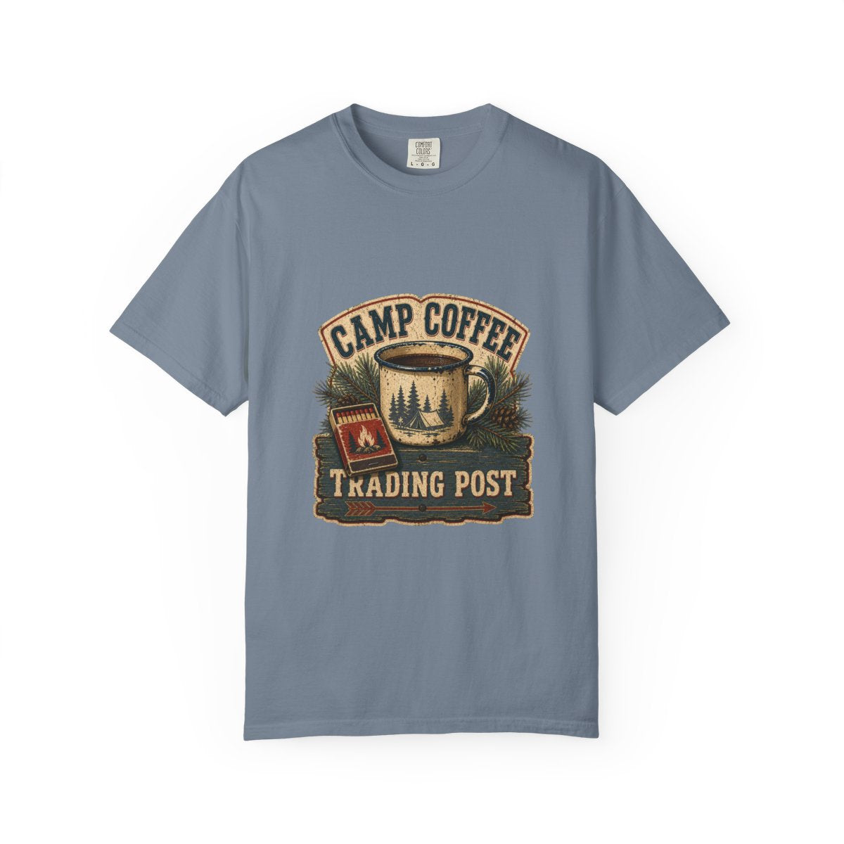 Camp Coffee Trading Post Tee in Blue Jean