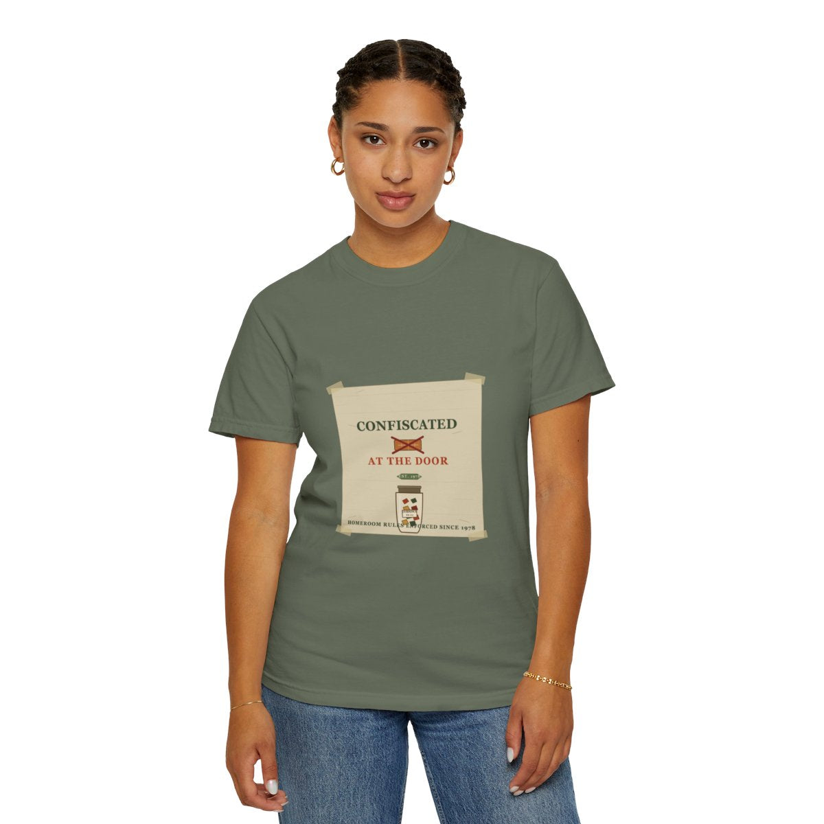 Candy Confiscated At The Door Tee - Moss