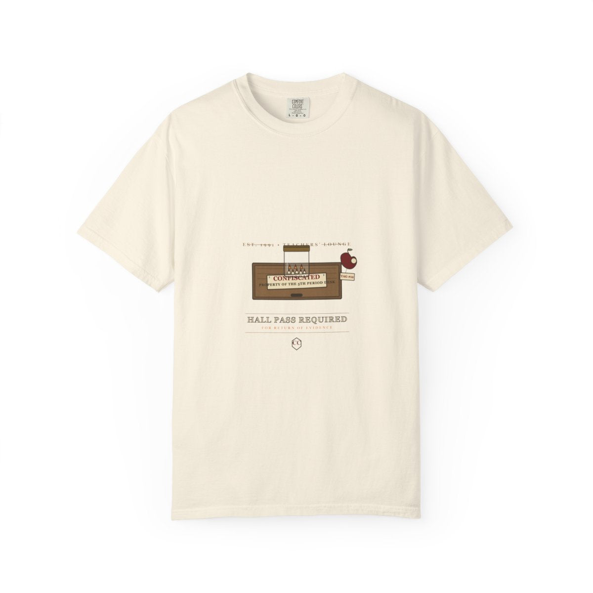 Candy Corn Confiscated Here Tee flat front in Ivory