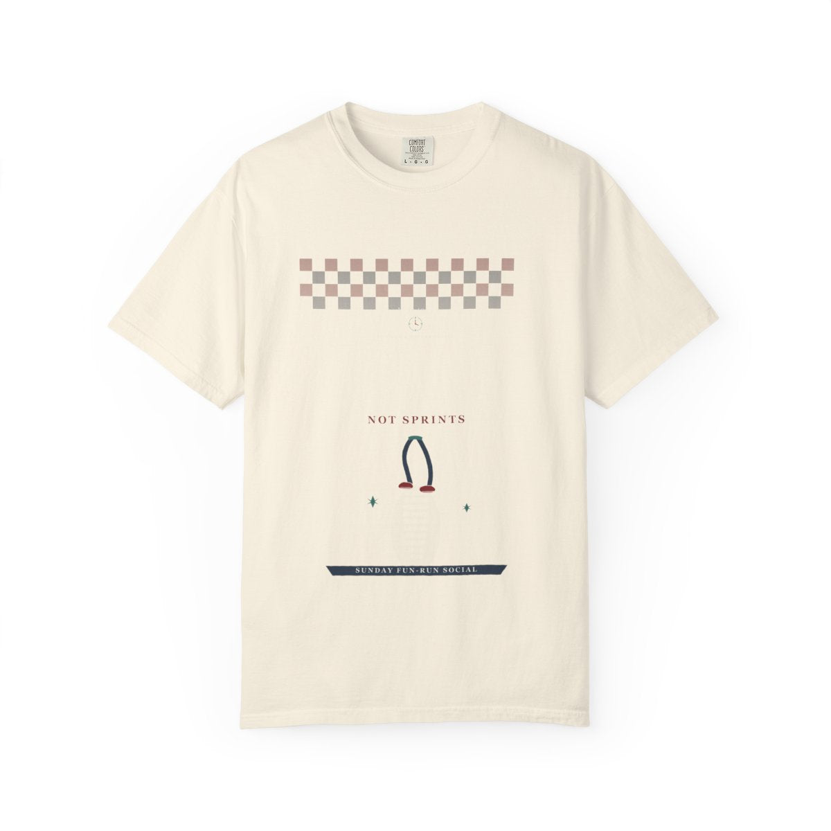 Disco Splits, Not Sprints Tee flat front in Ivory
