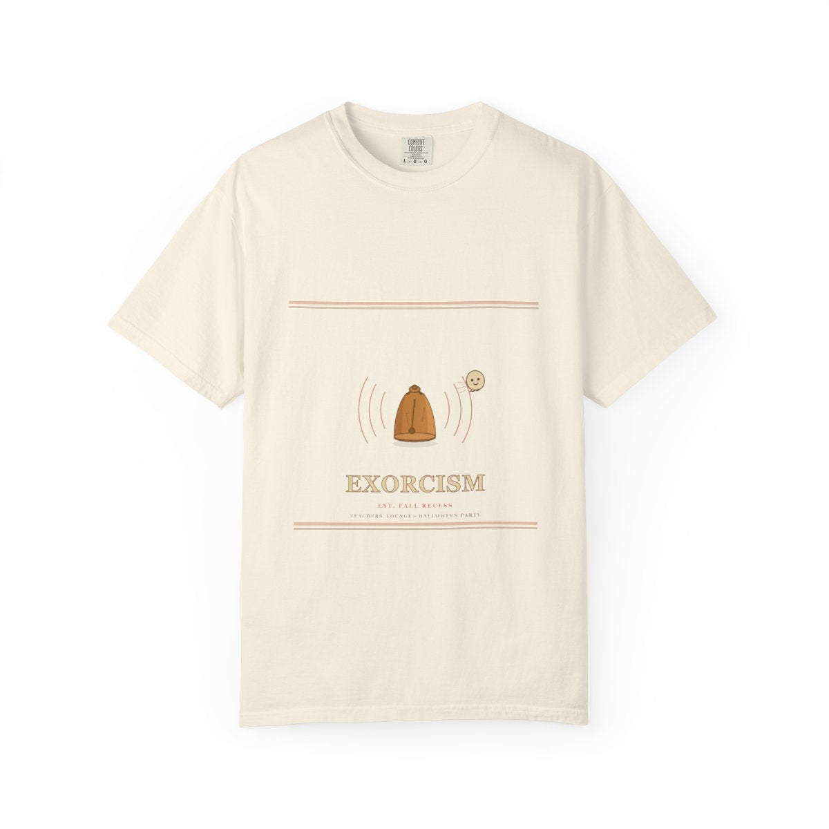 Dismissal Bell Is My Exorcism Tee flat front in Ivory
