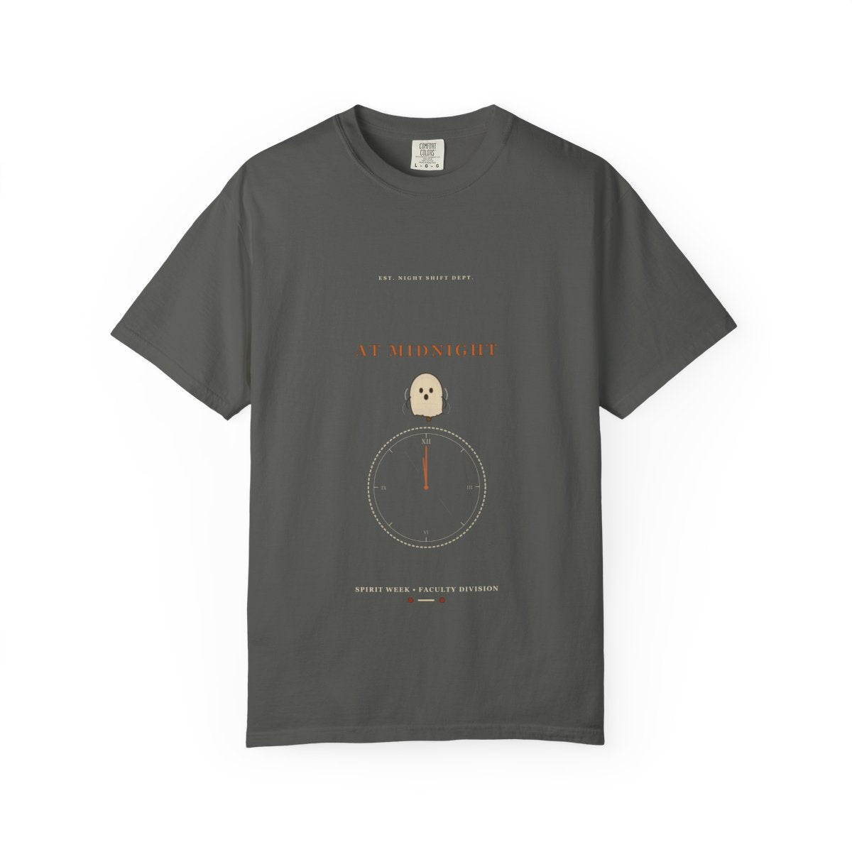 Dismissed At Midnight Tee flat front in Pepper
