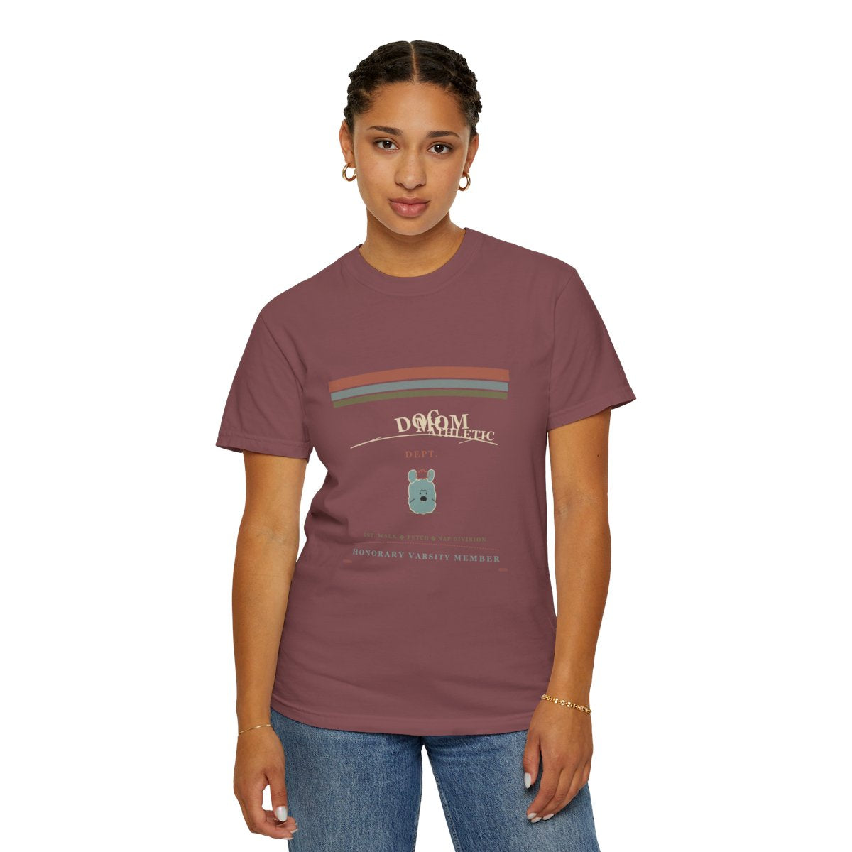 Dog Mom Athletic Dept. T-Shirt | 1970s Souvenir Tee Dog Mom Tee | Gift for Dog Moms - Brick