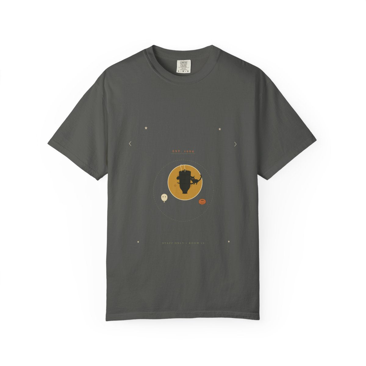 Faculty Lounge Full Moon Tee flat front in Pepper