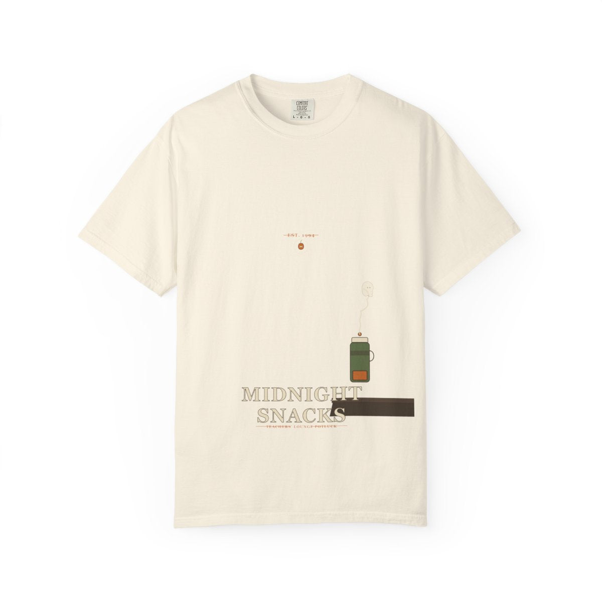 Faculty Room, Midnight Snacks Tee flat front in Ivory