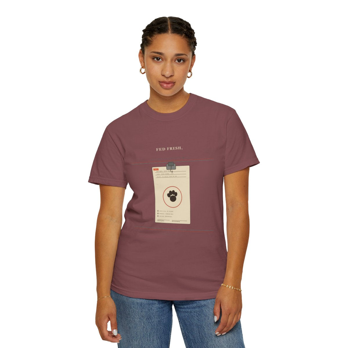 Fed Fresh, Walked Twice Daily Tee - Brick