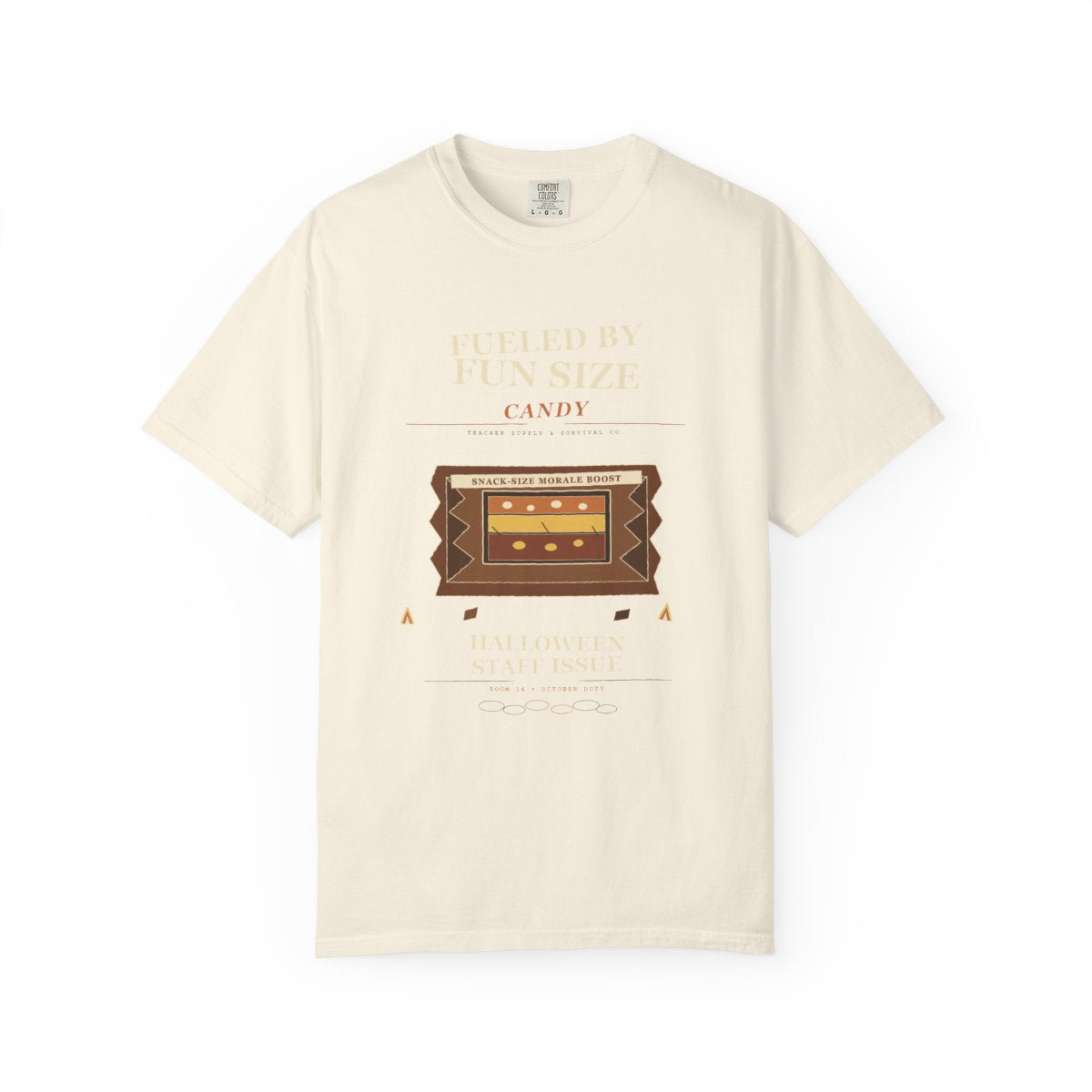 Fueled By Fun Size Candy Tee flat front in Ivory