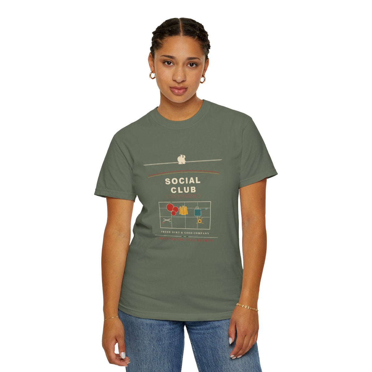 Gardener Social Club T-Shirt | Vintage Object Label Gardener Tee | Gift for Gardeners - Moss