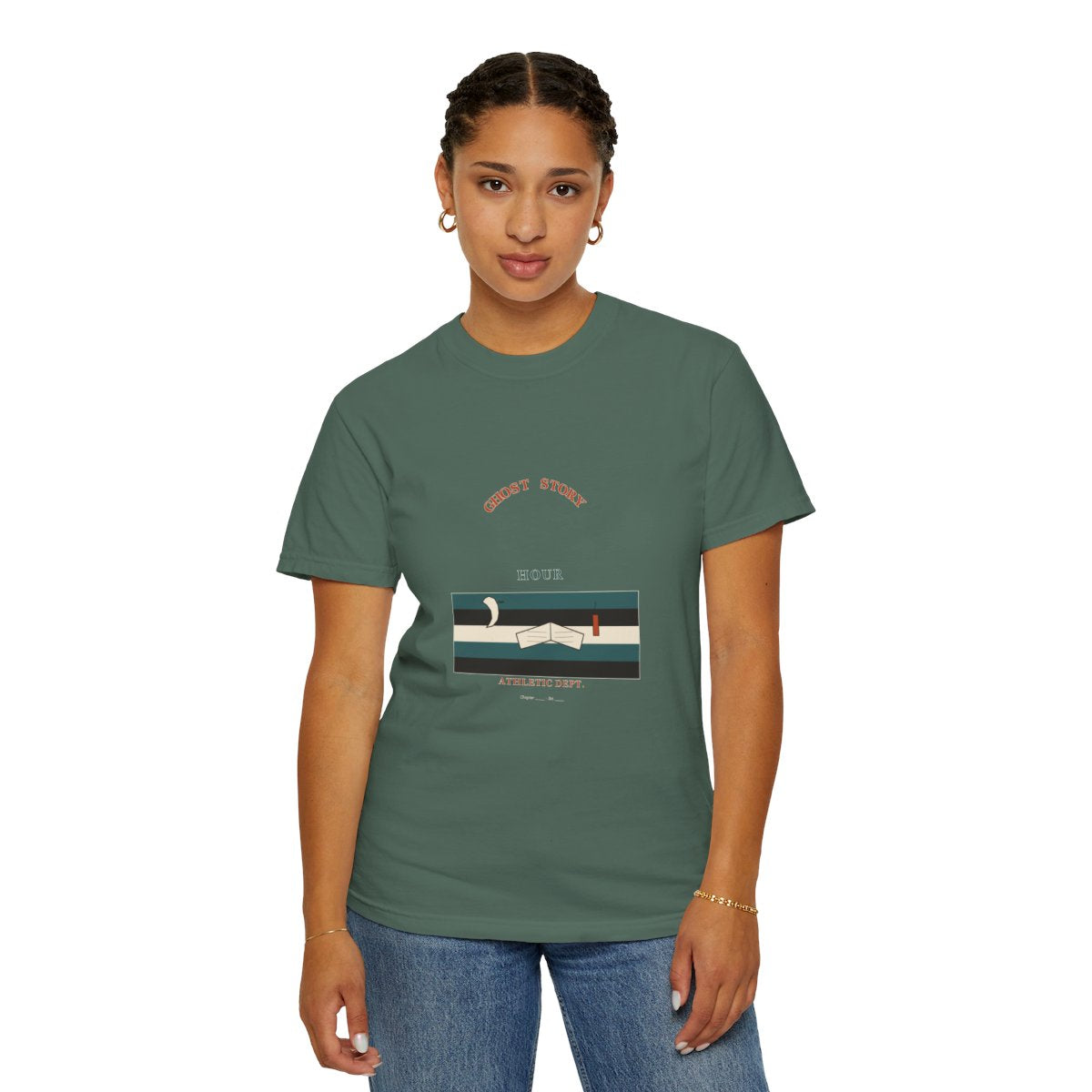 Ghost Story Athletic Dept. T-Shirt | 1970s Souvenir Tee Ghost Story Tee | Gift for Halloween Shoppers - Blue Spruce