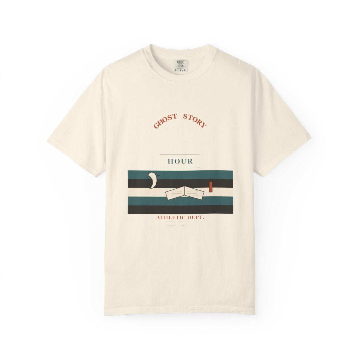 Ghost Story Athletic Dept. Tee flat front in Ivory