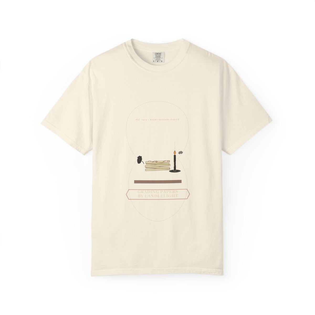 Grading Papers By Candlelight Tee flat front in Ivory
