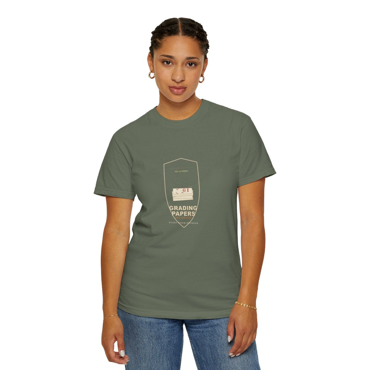 Grading Papers, Not Ghosts Tee - Moss
