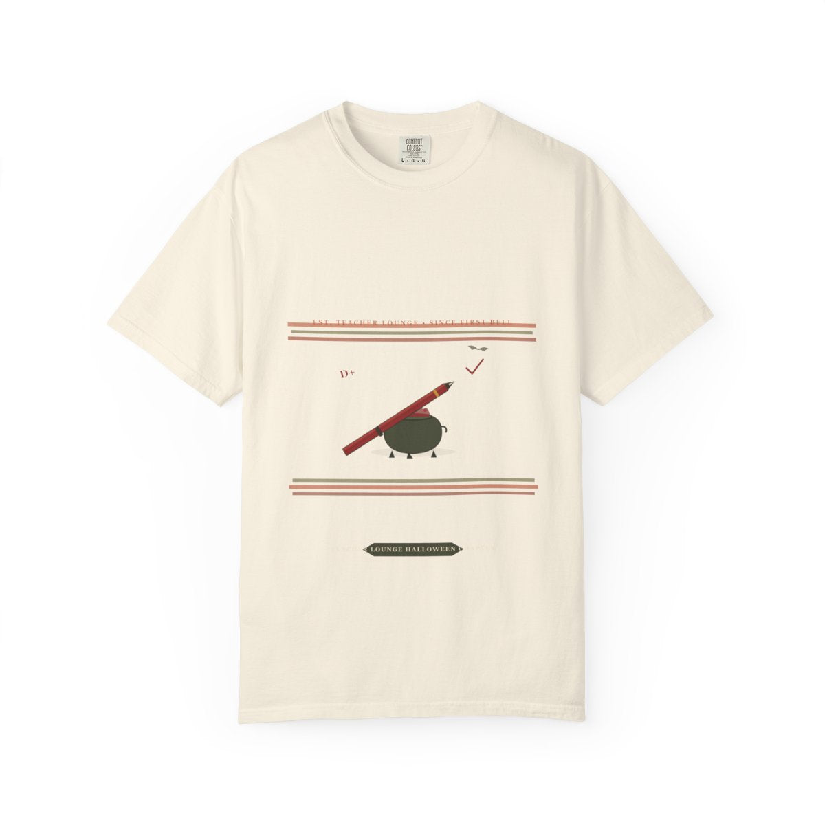 Grading Papers, Not Souls Tee flat front in Ivory