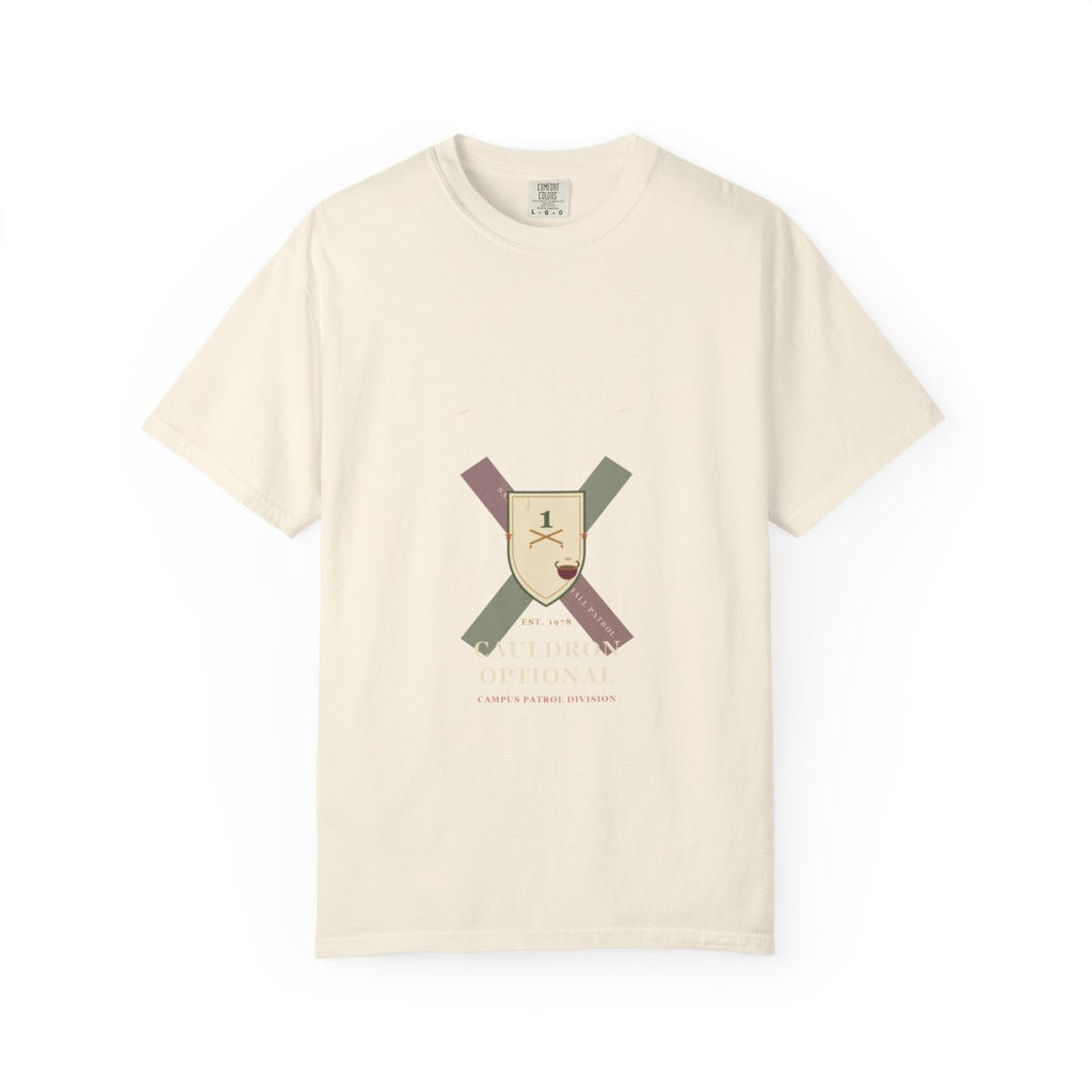 Hall Duty, Cauldron Optional Tee flat front in Ivory