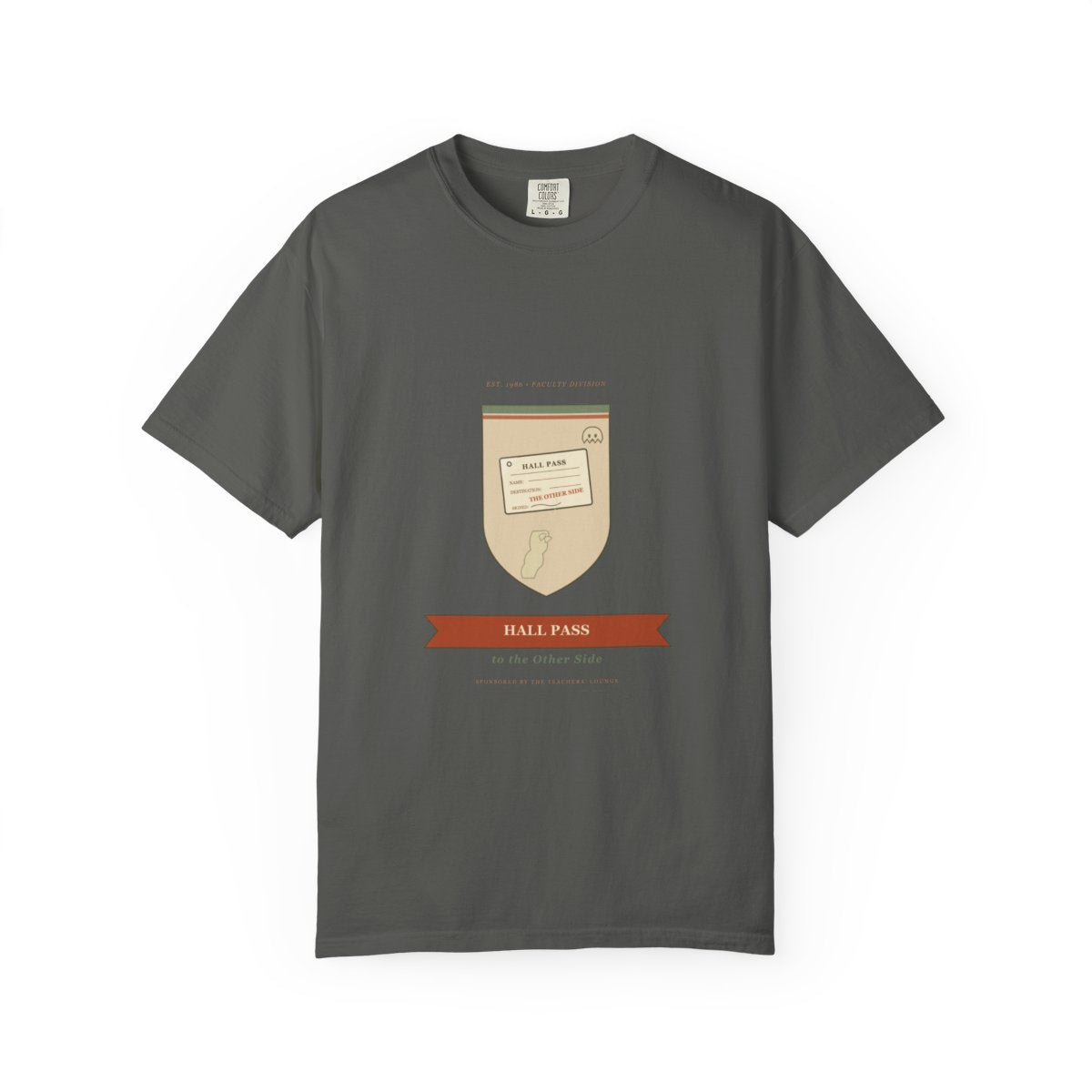 Hall Pass To The Other Side Tee flat front in Pepper