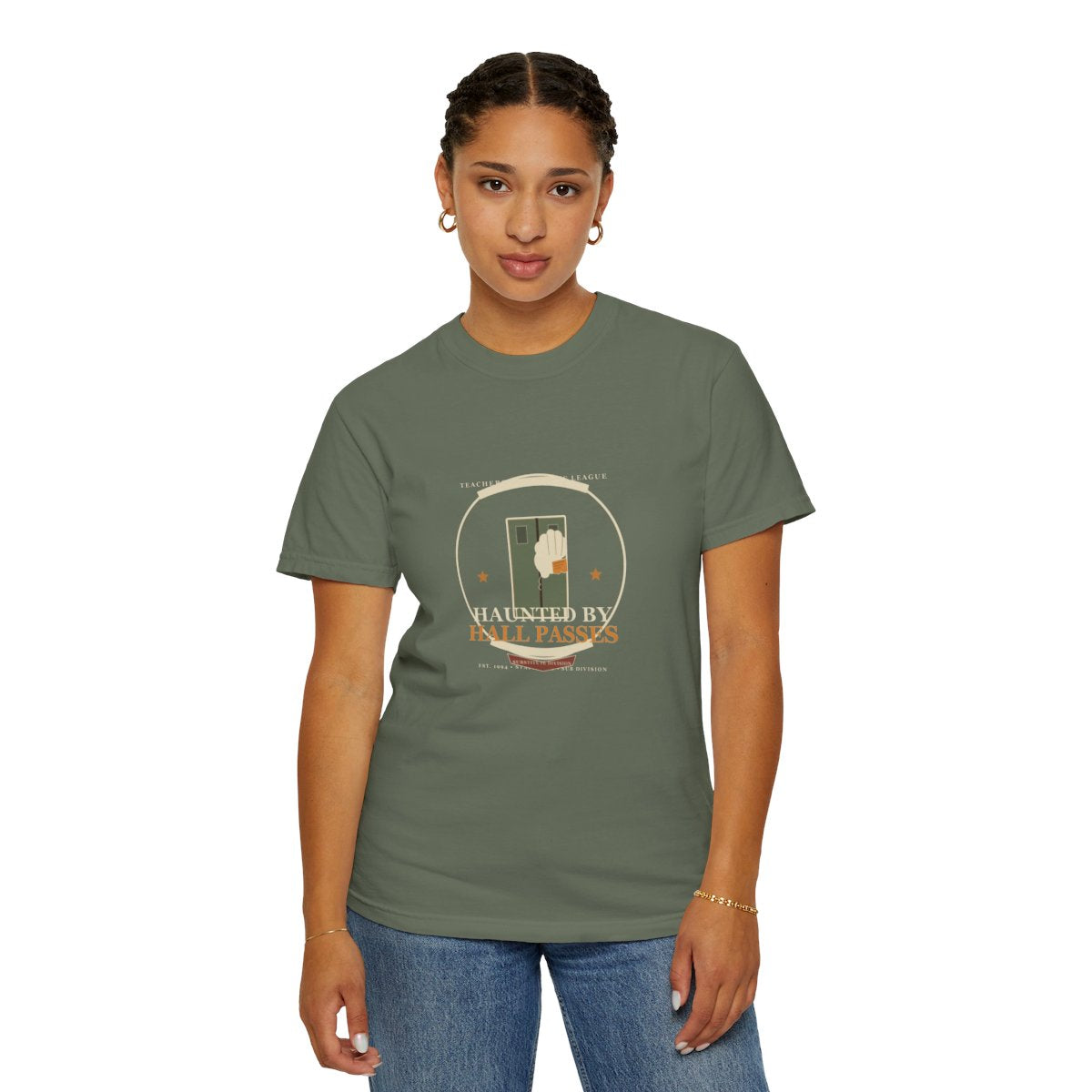 Haunted By Hall Passes Tee - Moss