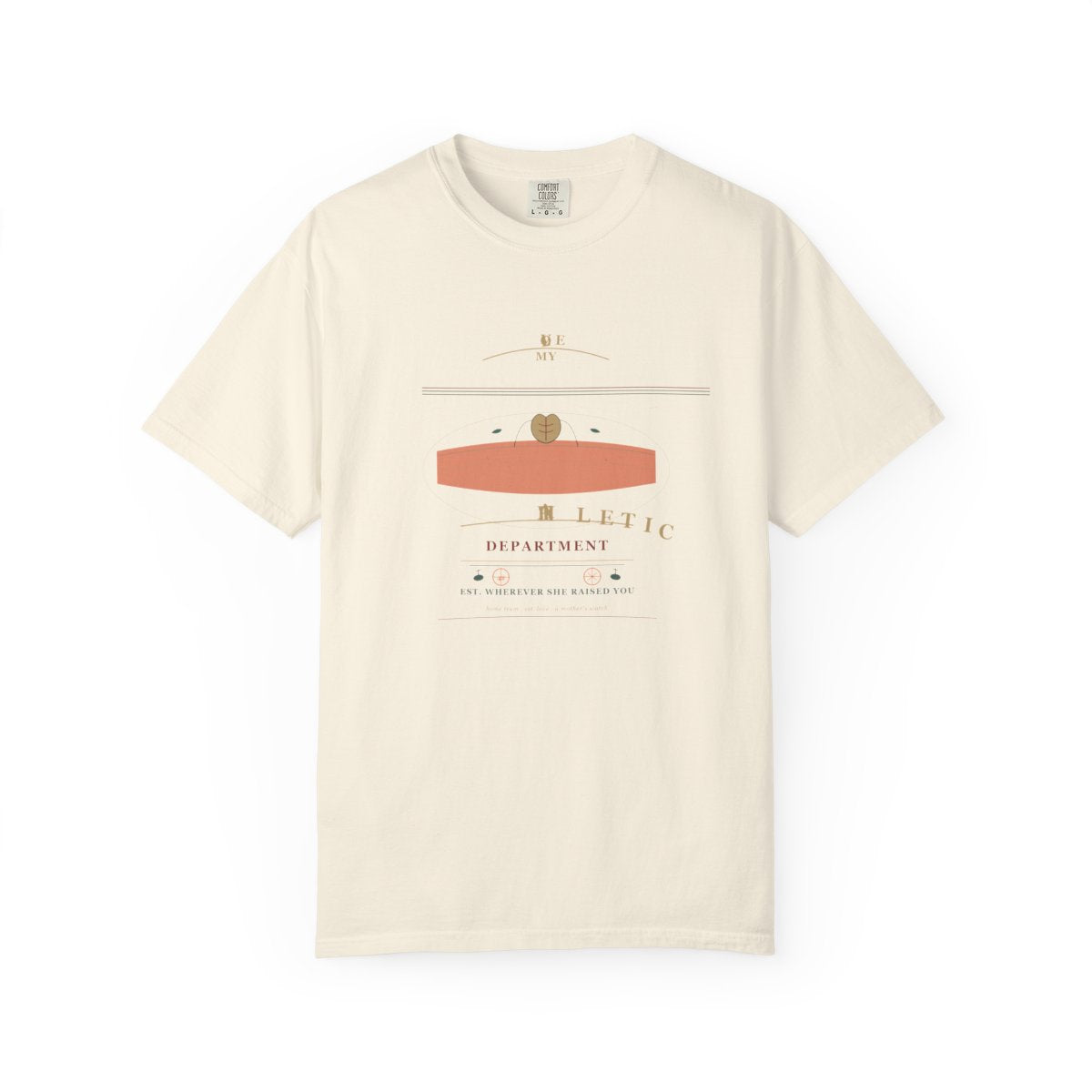 I Love My Athletic Dept. T-Shirt | 1970s Souvenir Tee I Love My Mom Tee | Gift for Moms flat front in Ivory