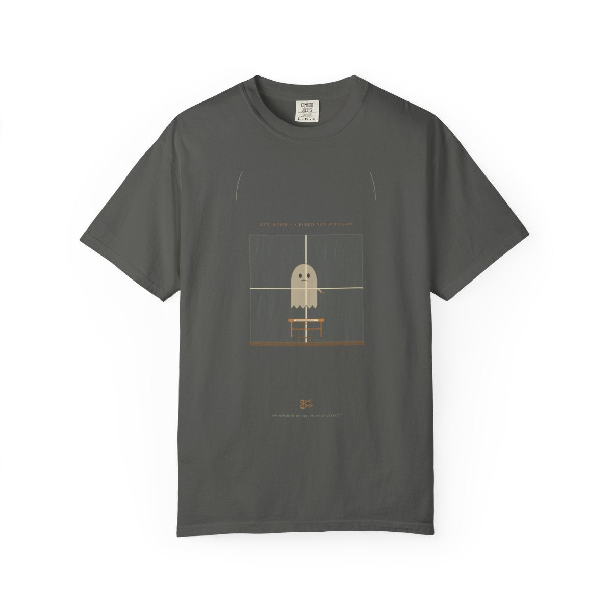 Indoor Recess, Outdoor Spirits Tee flat front in Pepper