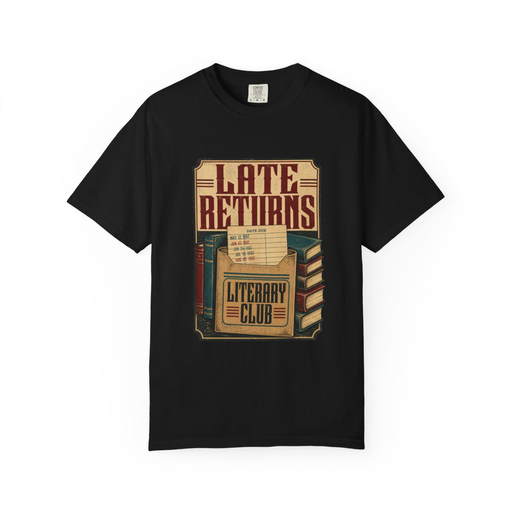 Late Returns Literary Club Tee in Black
