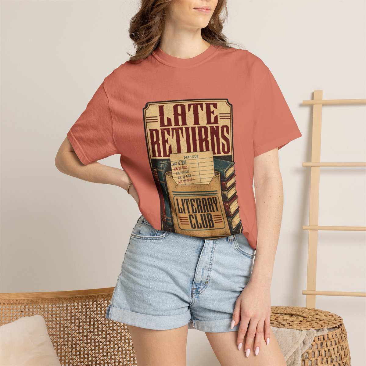 Late Returns Literary Club Tee lifestyle mockup