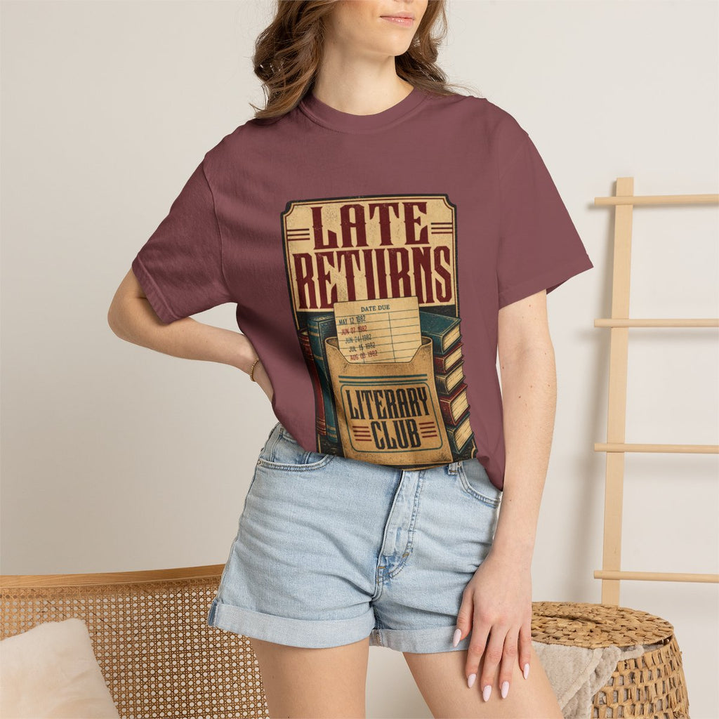 Late Returns Literary Club Tee lifestyle mockup