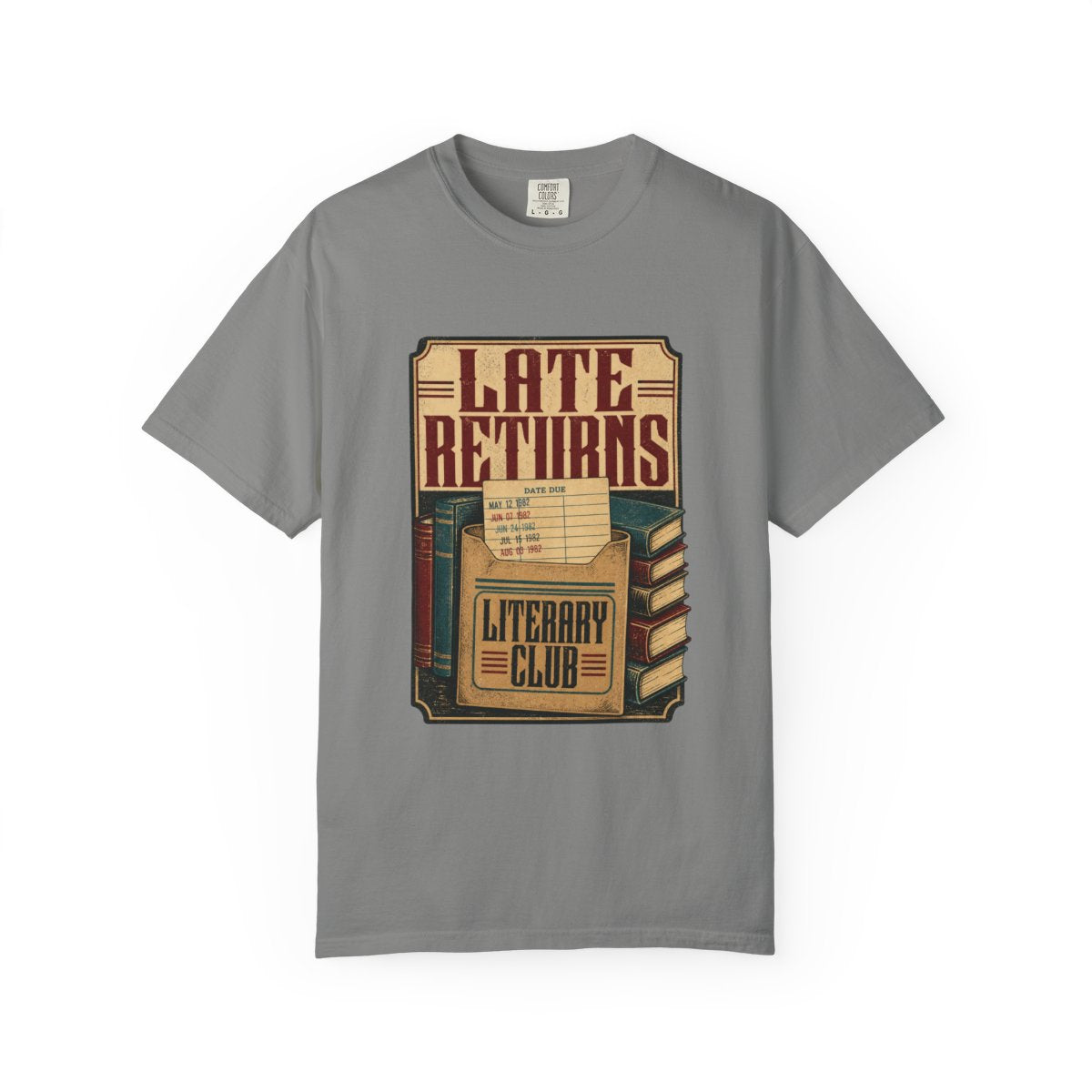 Late Returns Literary Club Tee in Granite