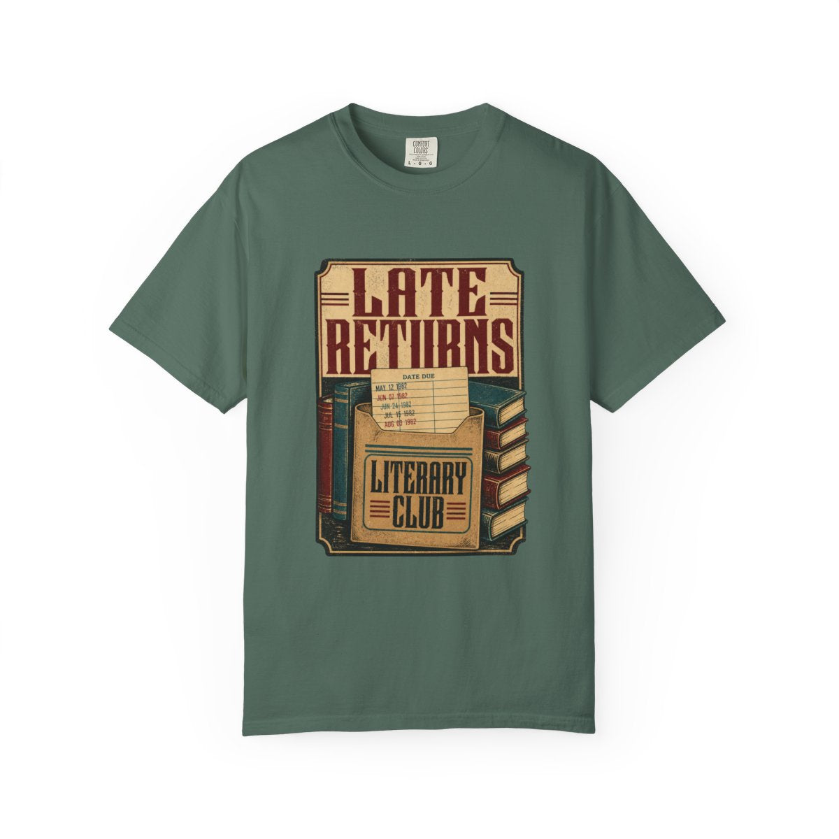 Late Returns Literary Club Tee in Blue Spruce