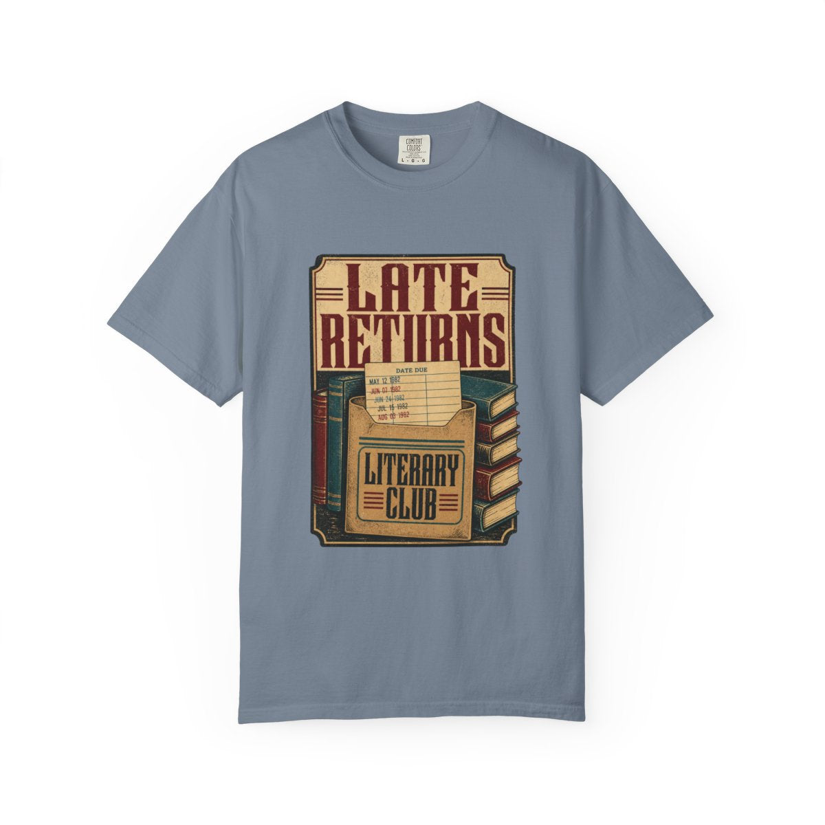 Late Returns Literary Club Tee in Blue Jean