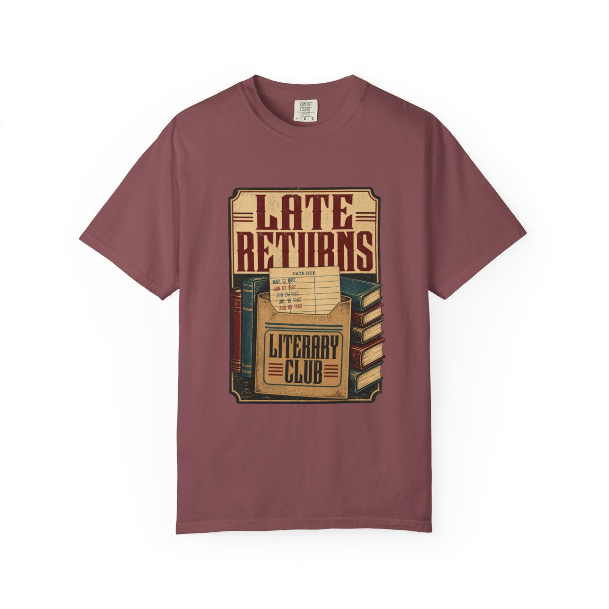 Late Returns Literary Club Tee in Brick