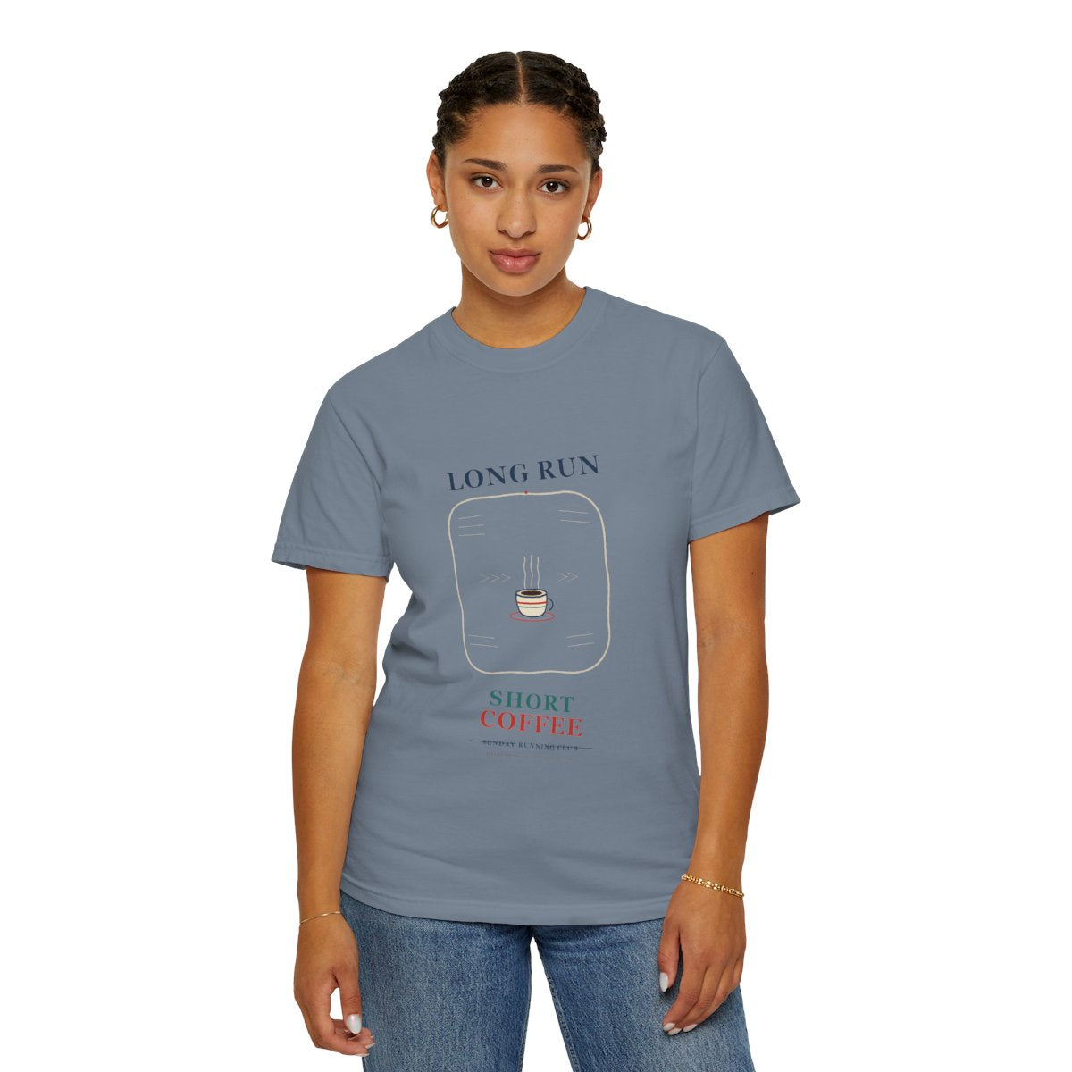 Long Run, Short Coffee Tee - Blue Jean