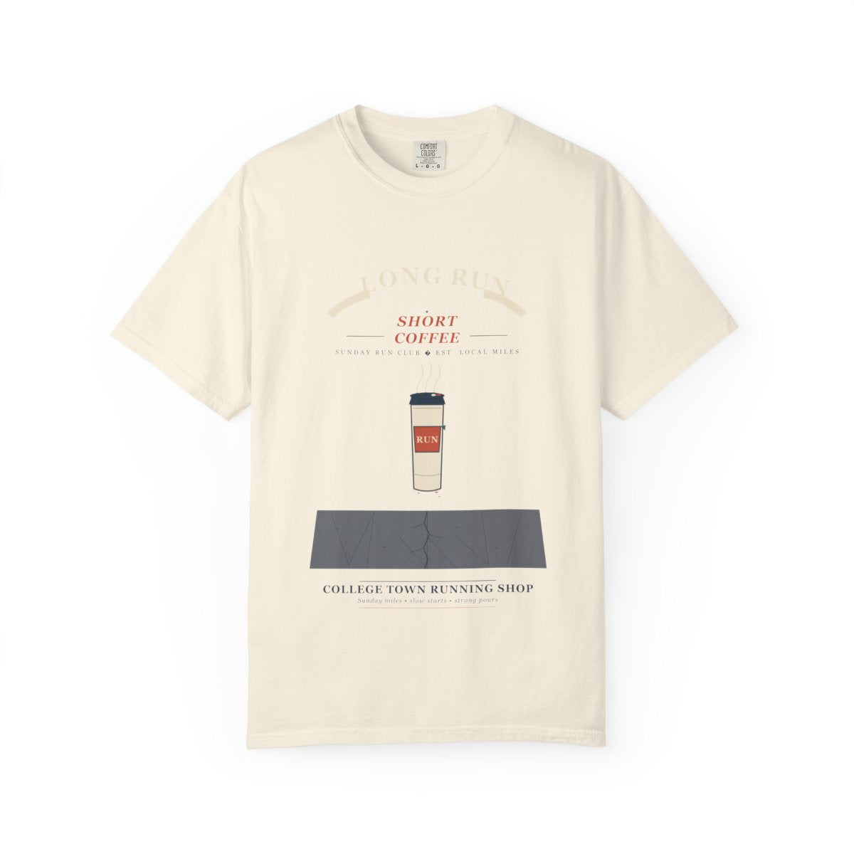 Long Run, Short Coffee Tee flat front in Ivory