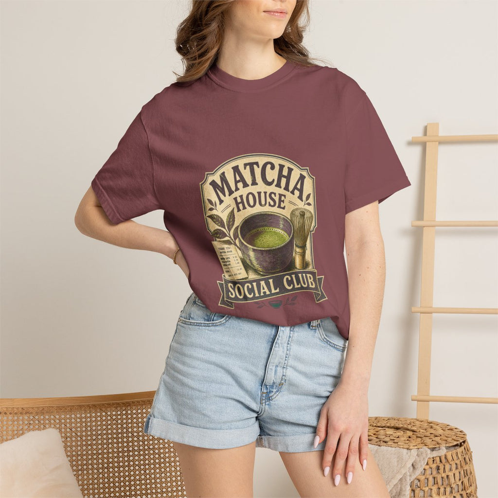 Matcha House Social Club Tee lifestyle mockup